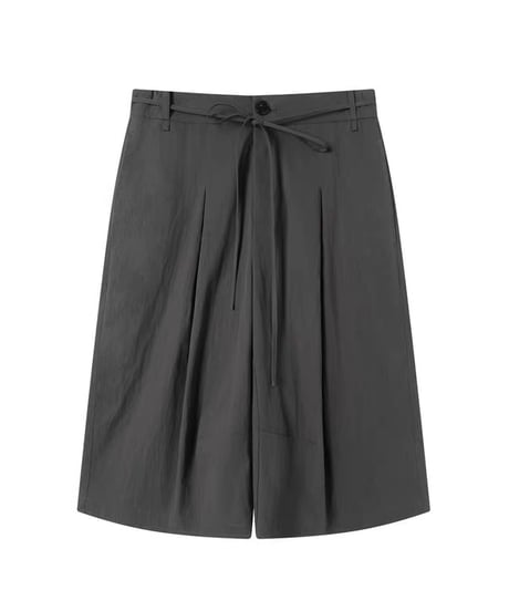 【予約販売】タック8分丈フリンジハーフパンツ #グレー ユニセックス