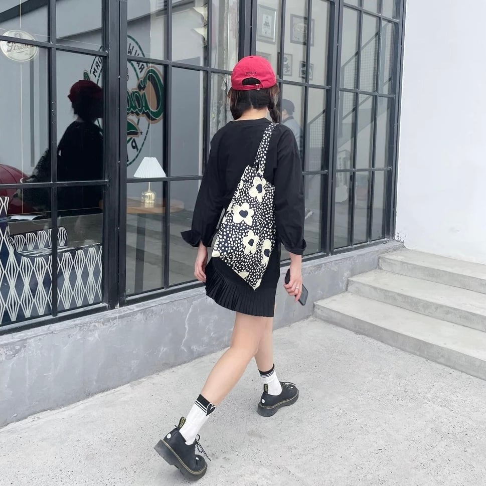 花柄ドット手提げバッグ 笹井源商店 花柄刺しゅう手提げバッグ | 京都通販ミセスの