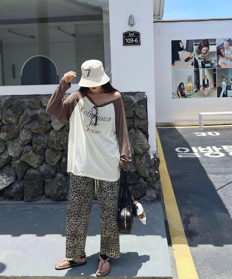 予約販売】レオパード柄 9部丈ワイドスウェットパンツ | KISHIKA