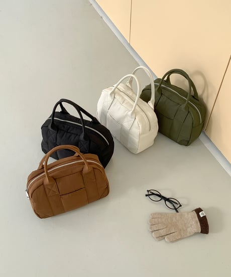 【予約販売】ナイロンラウンドミニボストンバッグ #ブラック