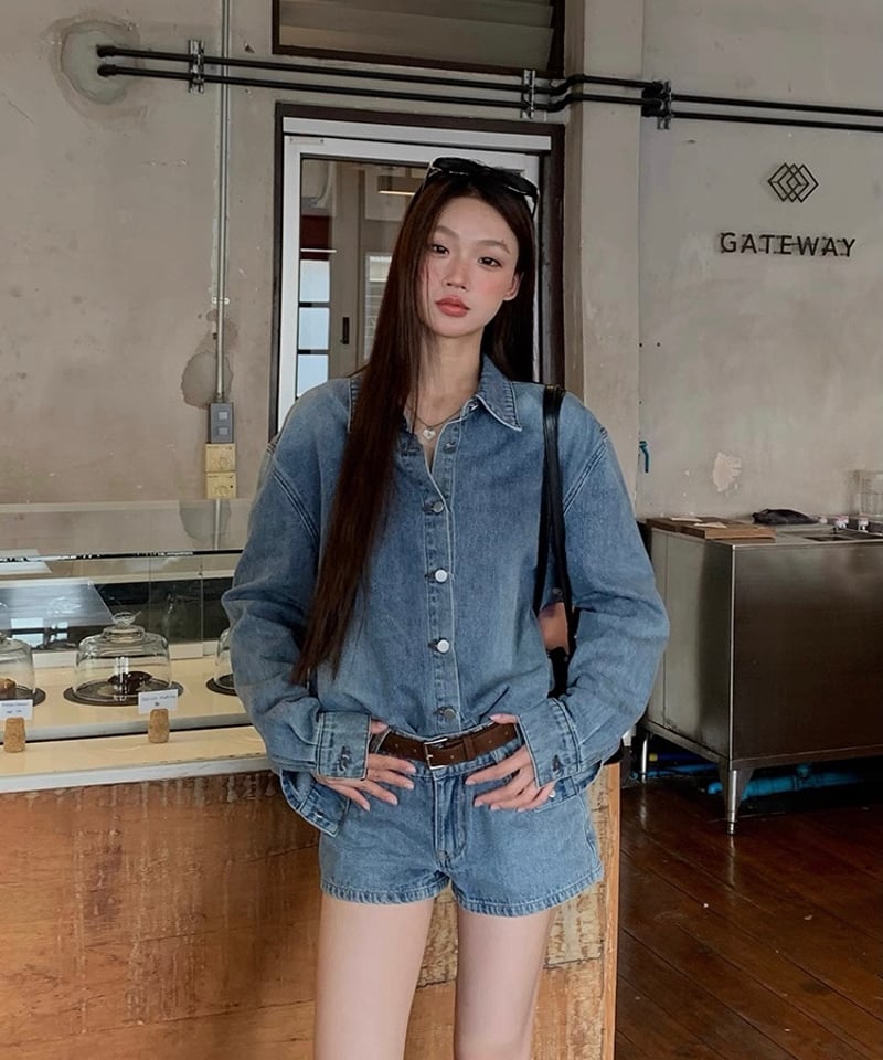 予約販売】 デニムシャツ / ショートデニムパンツ セットアップ | KISHIKA