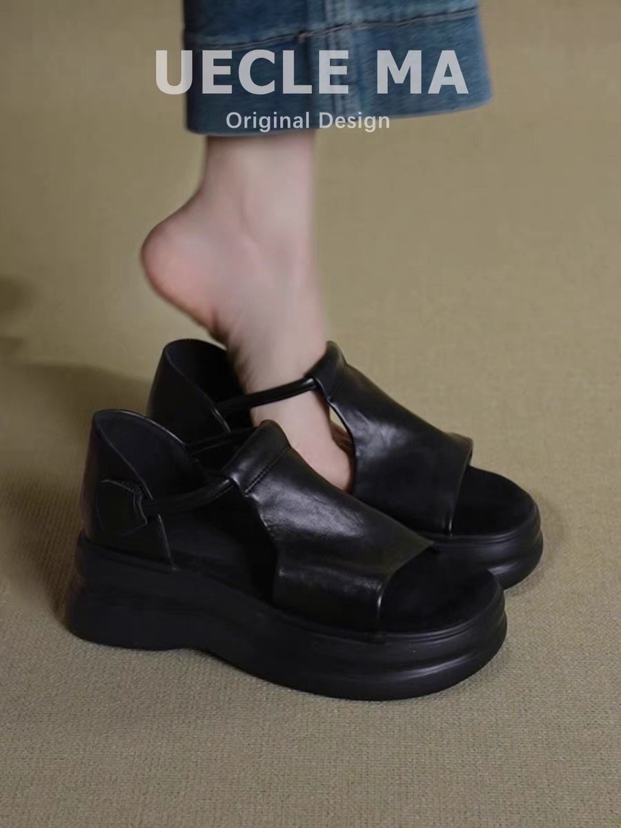 予約販売】厚底レザーサンダル #ブラック | KISHIKA