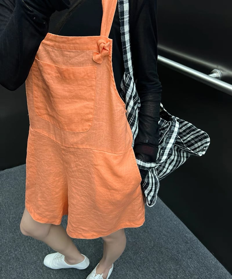 ぴのき　リネンサロペット リネンツイルVネックサロペット｜BIGI online store - ビギ