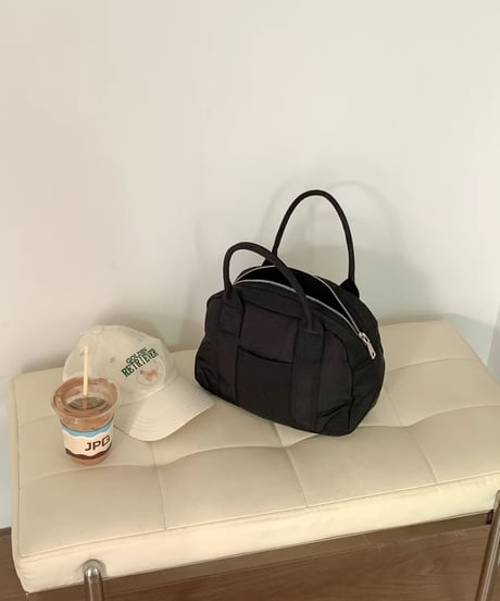 【予約販売】ナイロンラウンドミニボストンバッグ #ブラック