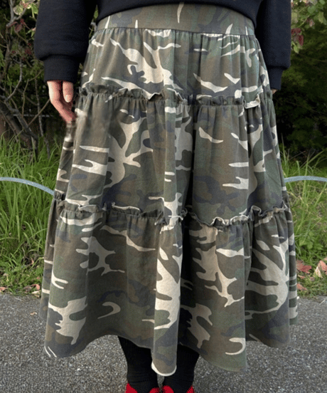 【予約販売】 カモフラ柄フレアスカート