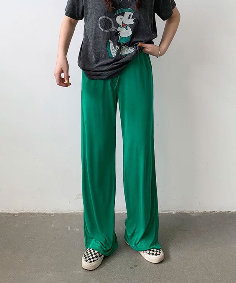 biblioK CEaRET ハイテンションイージーパンツ グリーン HeRIN.CYE | Fringe wide knit pants (パンツ ) |SHEL'TTER WEBSTORE