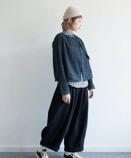 BLCK FRIDAY SALE【即納】チェック柄ノーカラージャケット