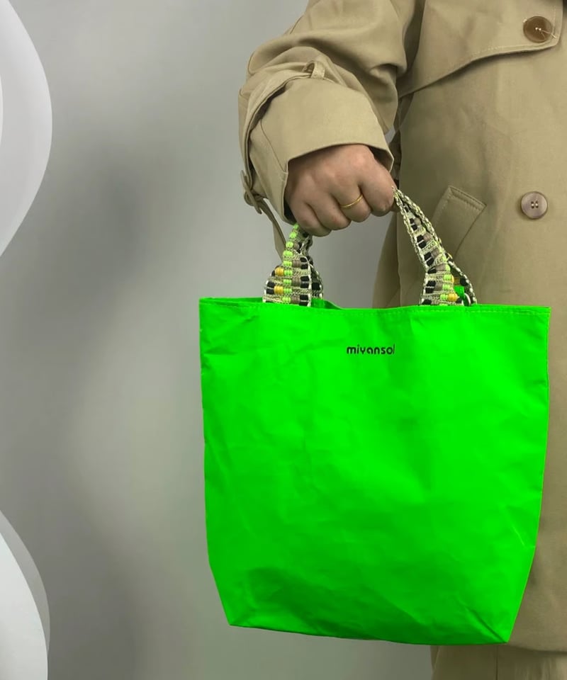 も*も様 新進工房 ミニトート グリーン 予約販売】蛍光グリーン防水ミニトートバッグ | KISHIKA