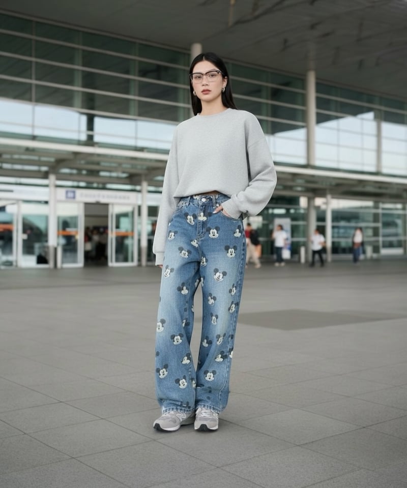 予約販売】ビンテージ加工 ミッキープリントデニムパンツ | KISHIKA 予約販売】ビンテージ加工 ミッキープリントデニムパンツ | KISHIKA