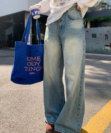 【予約販売】ビンテージウォッシュワイドデニムパンツ