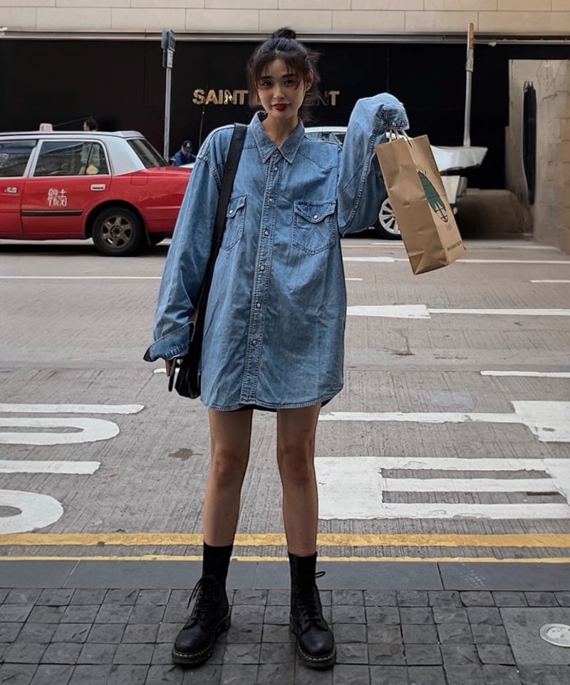 chiiibag デニムオーバーサイズシャツ 7ozライトデニム オーバーサイズシャツ （シャツ・ブラウス）｜PAPAS