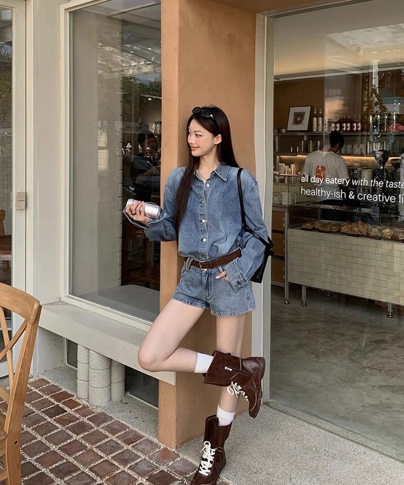 予約販売】 デニムシャツ / ショートデニムパンツ セットアップ | KISHIKA