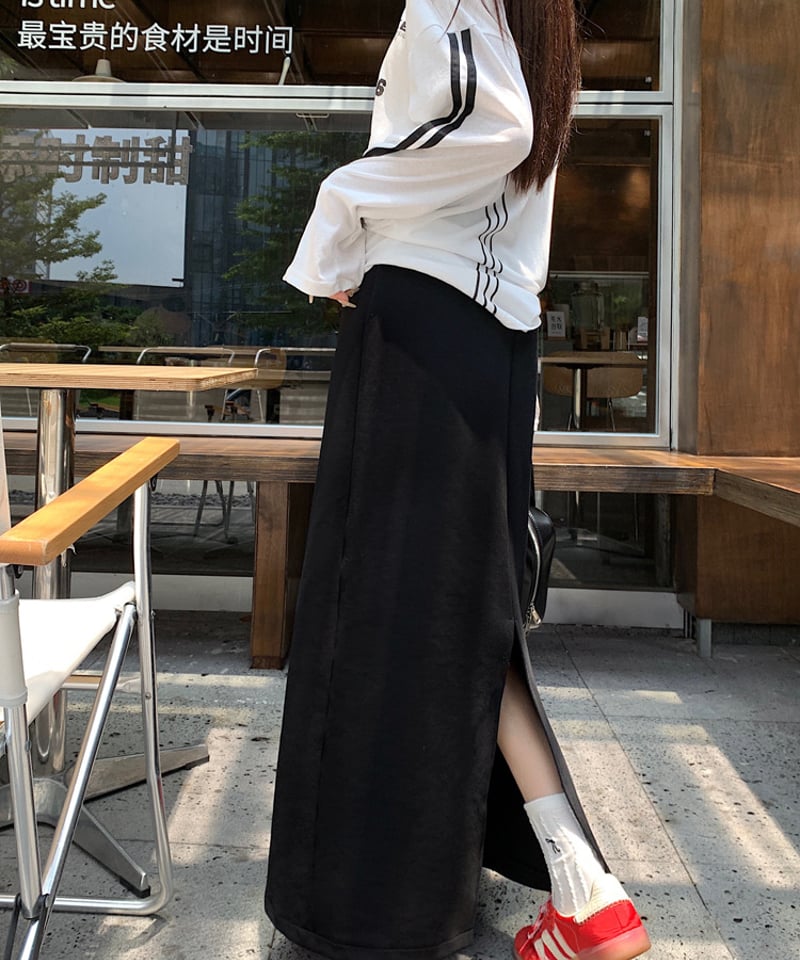 【新品未使用】 RISLEY Ribbed skirt スウェットスカート 予約販売】スウェットスリットスカート | KISHIKA