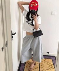 【予約販売】イージー7分丈 スウェットハーフパンツ