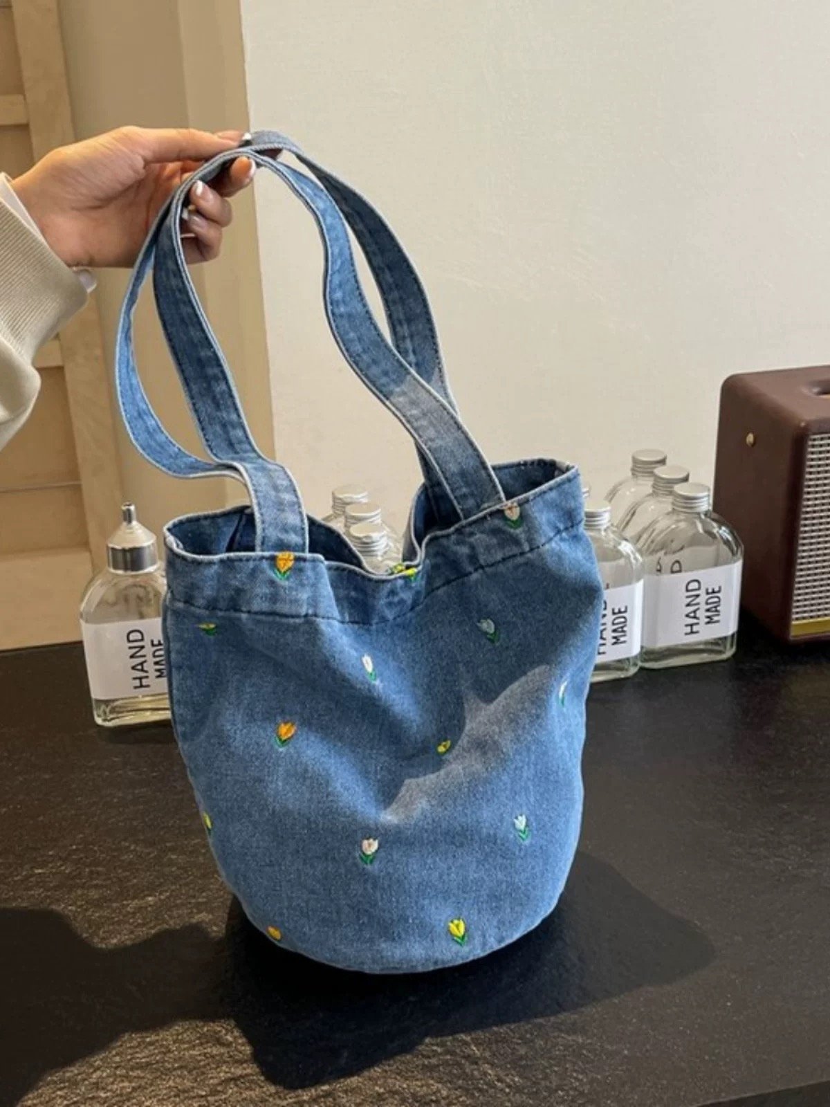 予約販売】フラワー刺繍デニムトートバッグ | KISHIKA 予約販売】フラワー刺繍デニムトートバッグ | KISHIKA