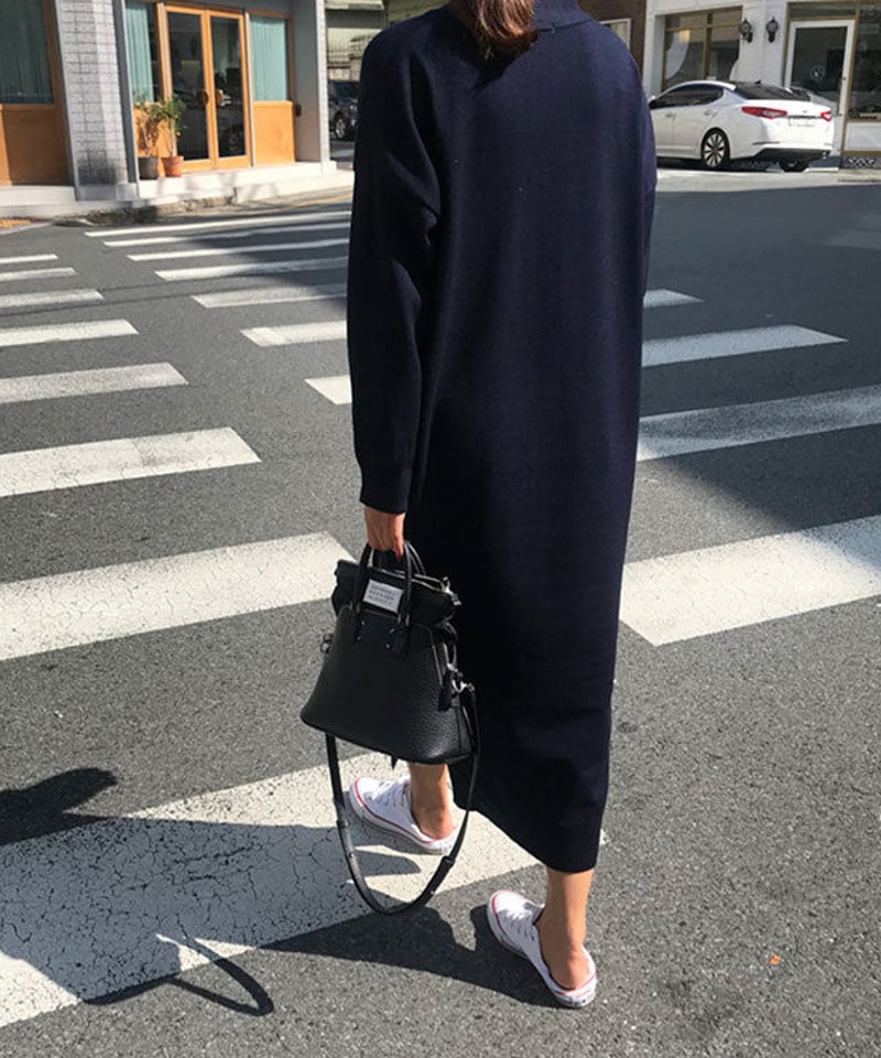 即納】Vネックニットロングワンピース 18720-45 | KISHIKA