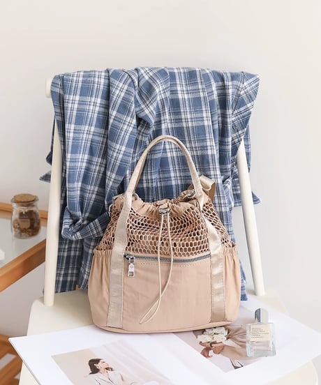 【予約販売】メッシュ&ナイロン ストリングミニバッグ ショルダーベルト付