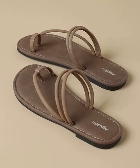 【予約販売】フレンチストラップフラットトゥサンダル#ブラック