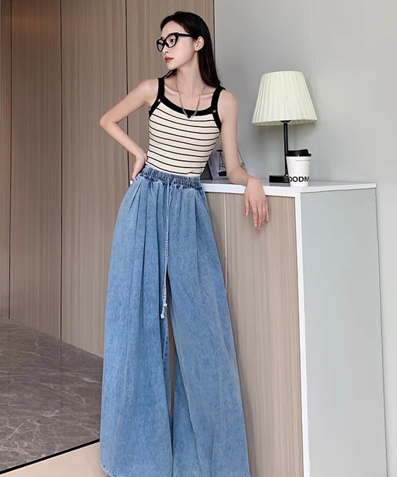 限定OFF【予約販売】ボリュームスリットワイドデニムパンツ | KISHIKA