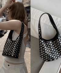 【予約販売】スタッズPUレザーショルダーバッグ