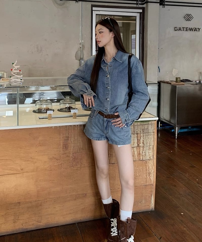 予約販売】 デニムシャツ / ショートデニムパンツ セットアップ | KISHIKA