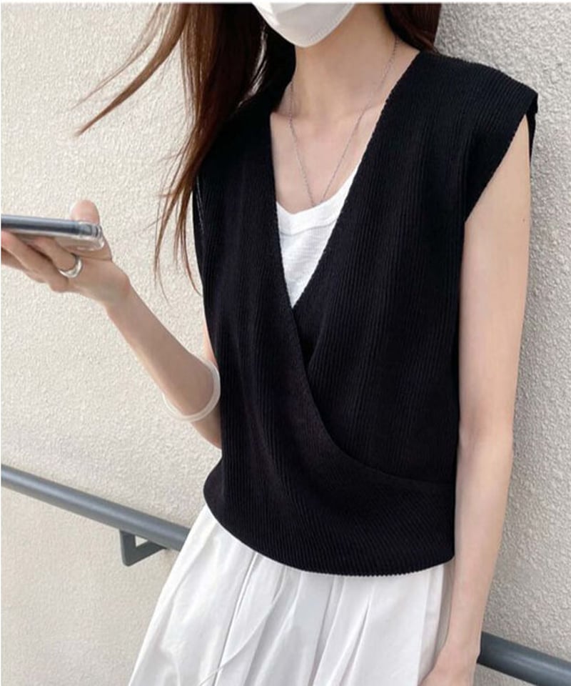 新品未使用 カシュクールニットベスト 即納】カシュクールニットベスト | KISHIKA