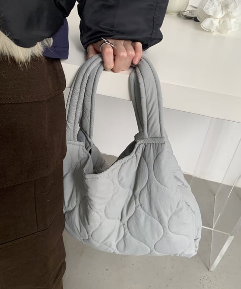 予約販売】ナイロンキルティングトートバッグ #グレー | KISHIKA