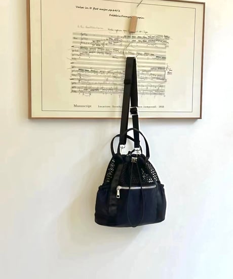 【予約販売】メッシュ&ナイロン ストリングミニバッグ ショルダーベルト付