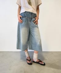 【予約販売】クロップド 8分丈 ワイドデニムパンツ