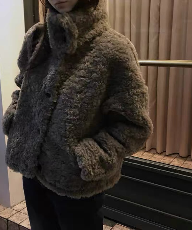 限定OFF【予約販売】ボアフリース スタンドカラージャケット #モカ