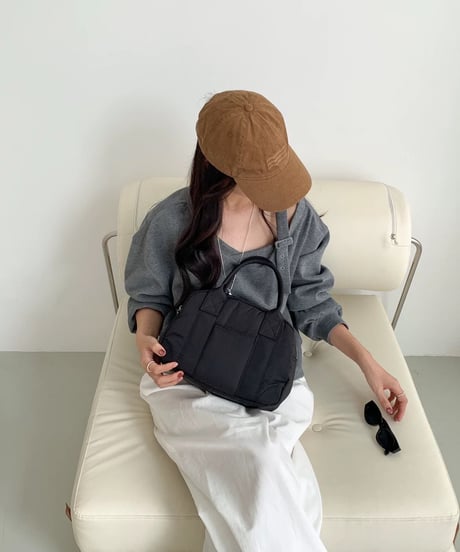 【予約販売】ナイロンラウンドミニボストンバッグ #ブラック