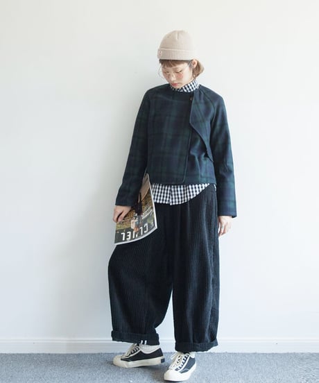 BLCK FRIDAY SALE【即納】チェック柄ノーカラージャケット