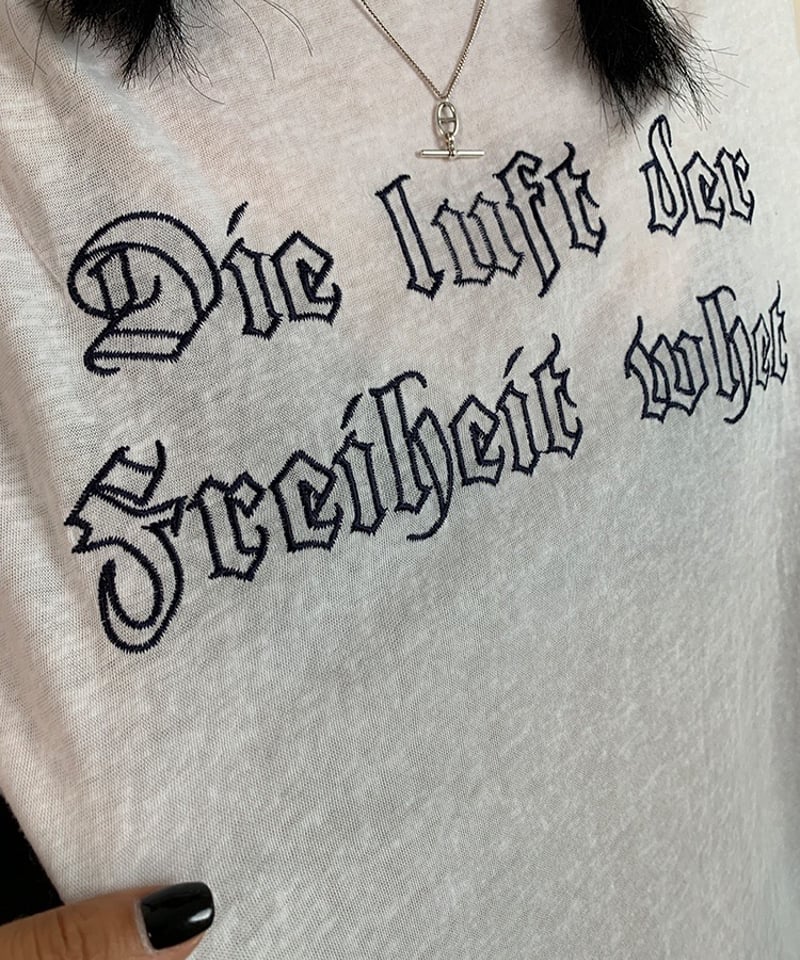 予約販売】刺繍レタリング リンガーTシャツ#グレー | KISHIKA