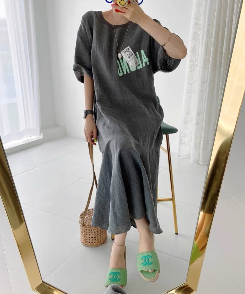 【THE TOE】グレー S フリルポロワンピース 新品タグ付き 予約販売】タグLOGO 裾フリル ワンピース | KISHIKA