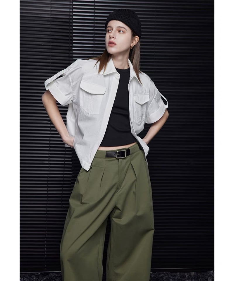 24ss【予約販売】ワークワイドタックパンツ#カーキ | KISHIKA 