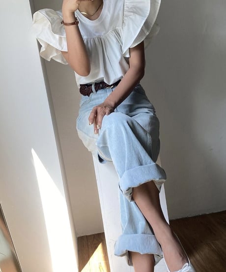 【予約販売】フリルスリーブTOPS#ホワイト
