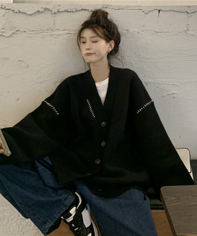 【週末限定セール⭐︎新品未使用】MDBネイビー ビッグカーディガン BLCK FRIDAY SALE【即納】ステッチニットカーディガン | KISHIKA