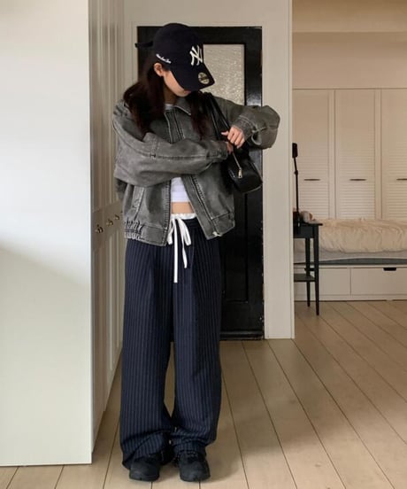 【予約販売】Wウェストストライプスラックスパンツ
