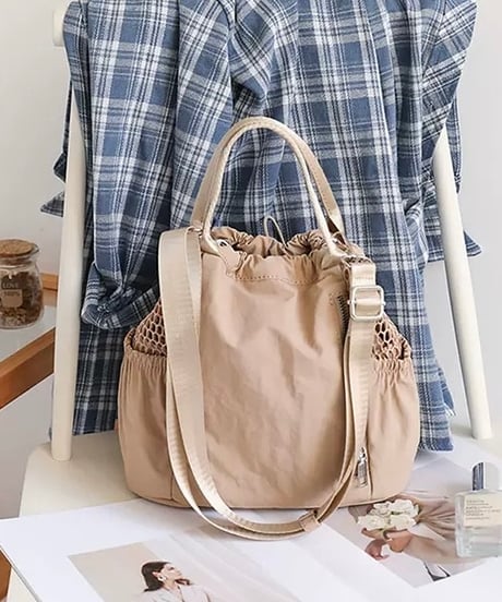 【予約販売】メッシュ&ナイロン ストリングミニバッグ ショルダーベルト付