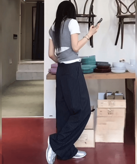 【予約販売】Wウェストストライプスラックスパンツ