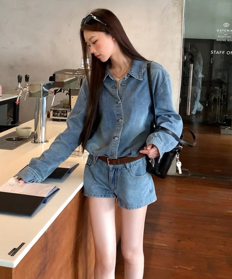 予約販売】 デニムシャツ / ショートデニムパンツ セットアップ | KISHIKA