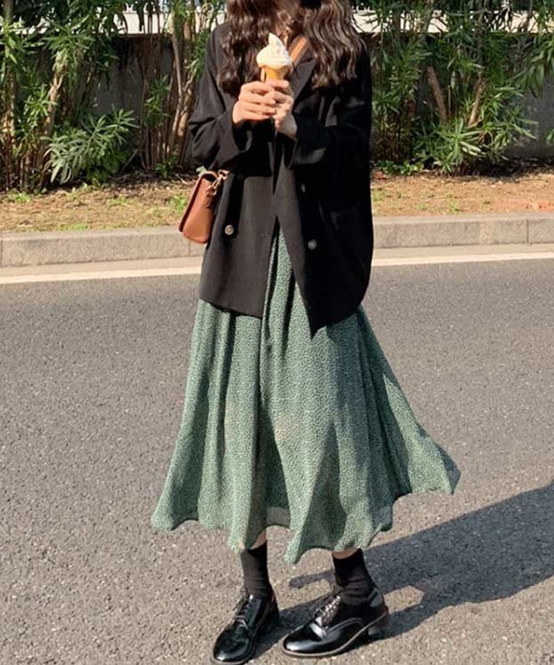 即納】マイクロドット シフォンワンピース グリーン 21815-23 | KISHIKA