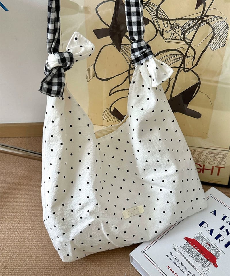 予約販売】ドット&チェック柄ショルダーバッグ/トートバッグ | KISHIKA