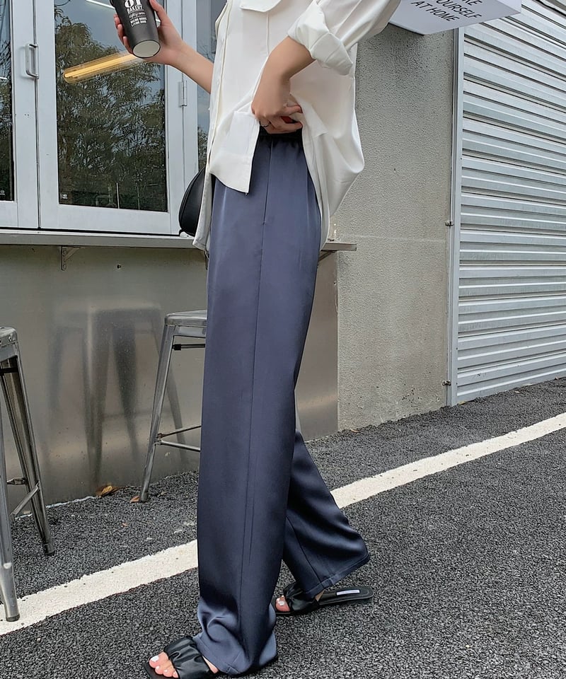 予約販売】シルクサテンリラックスパンツ#ネイビー | KISHIKA