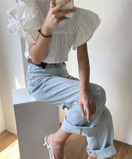 【予約販売】フリルスリーブTOPS#ホワイト