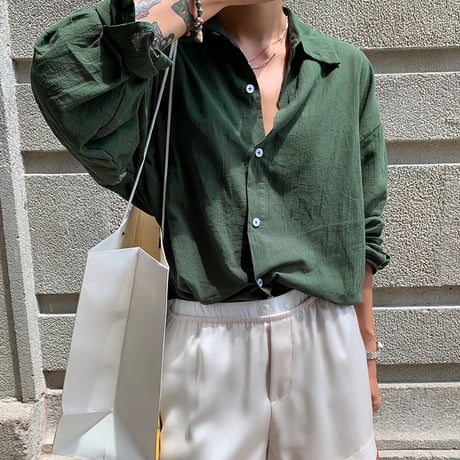 【予約販売】oversizeバックスリットシャツ#グリーン