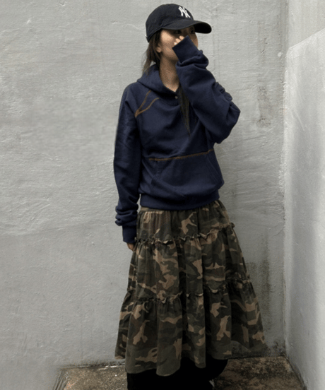 【予約販売】 カモフラ柄フレアスカート