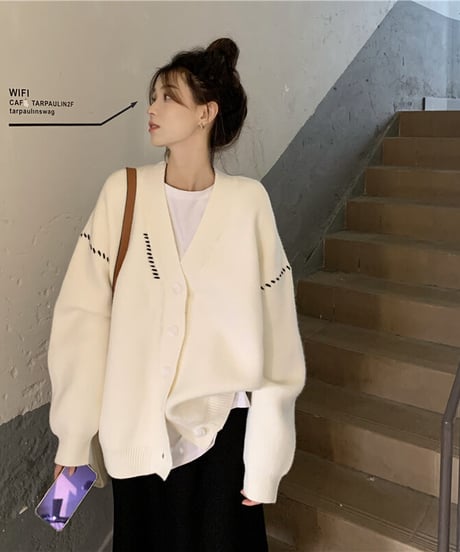 BLCK FRIDAY SALE【即納】ステッチニットカーディガン