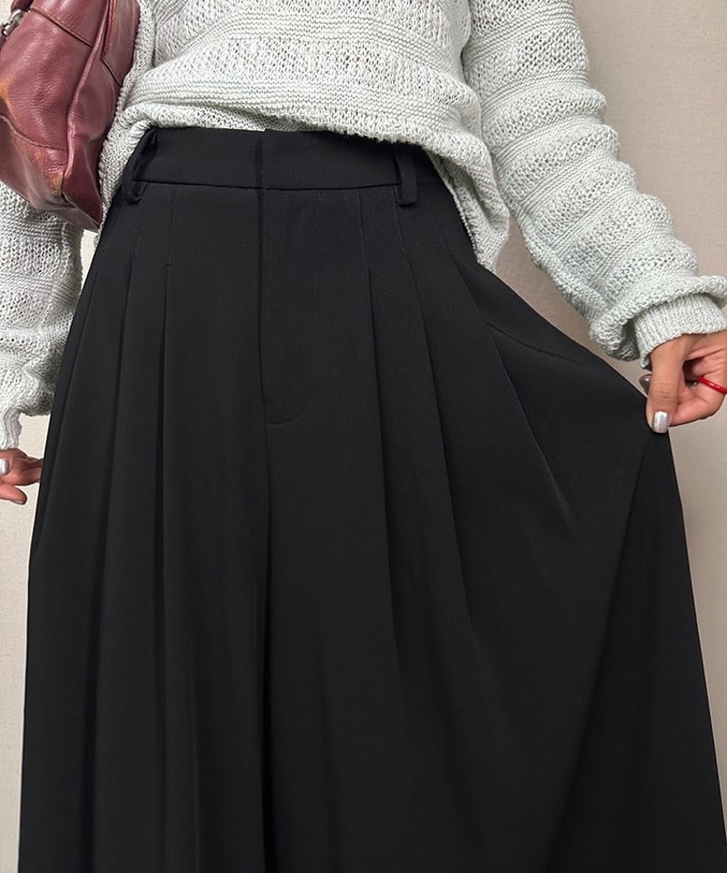 24秋【予約販売】タックワイドパンツ#カーキ | KISHIKA