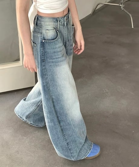 【予約販売】ビンテージウォッシュ バレルデニムパンツ
